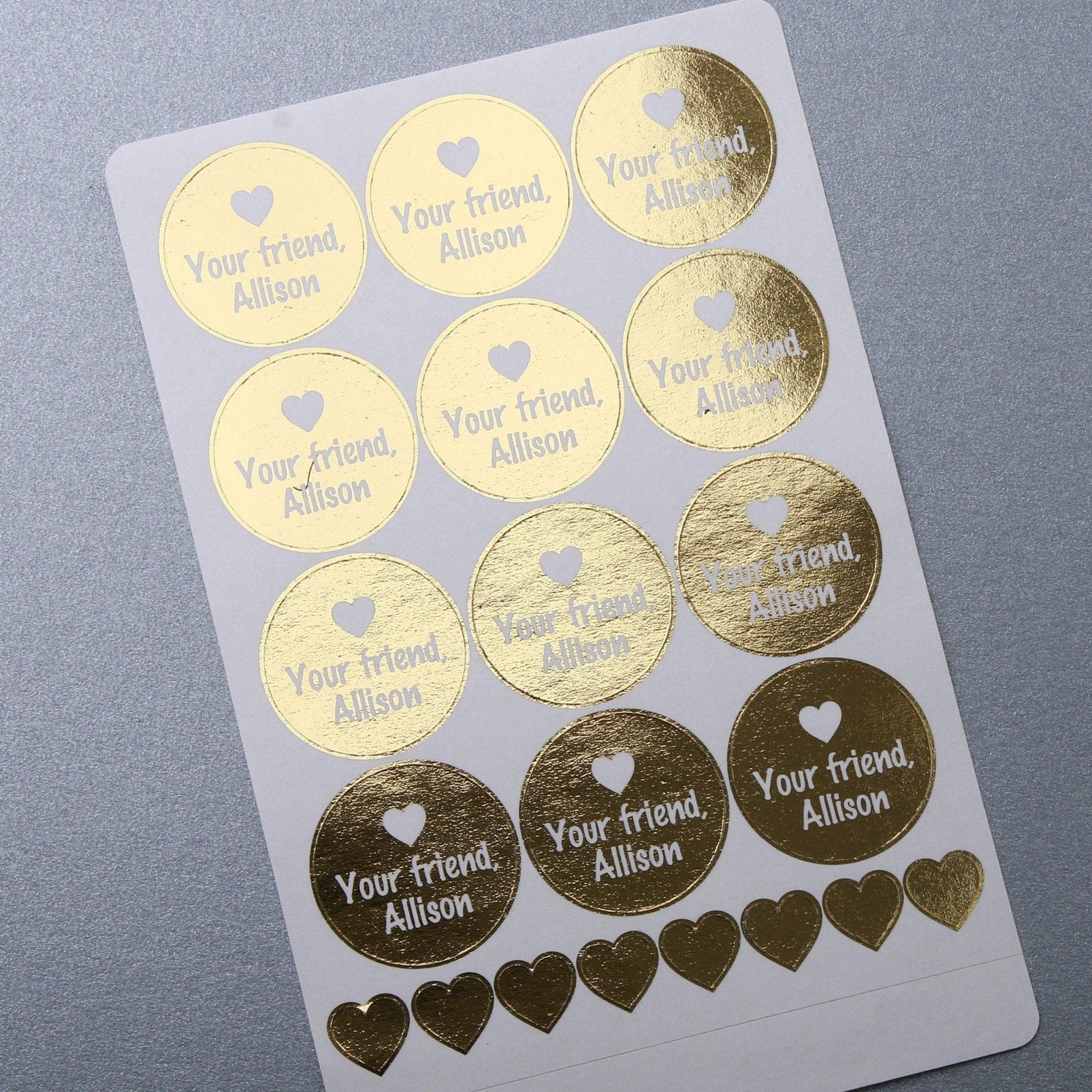 Round Gold Foiled Valentine's Day Stickers - XOXOKristen