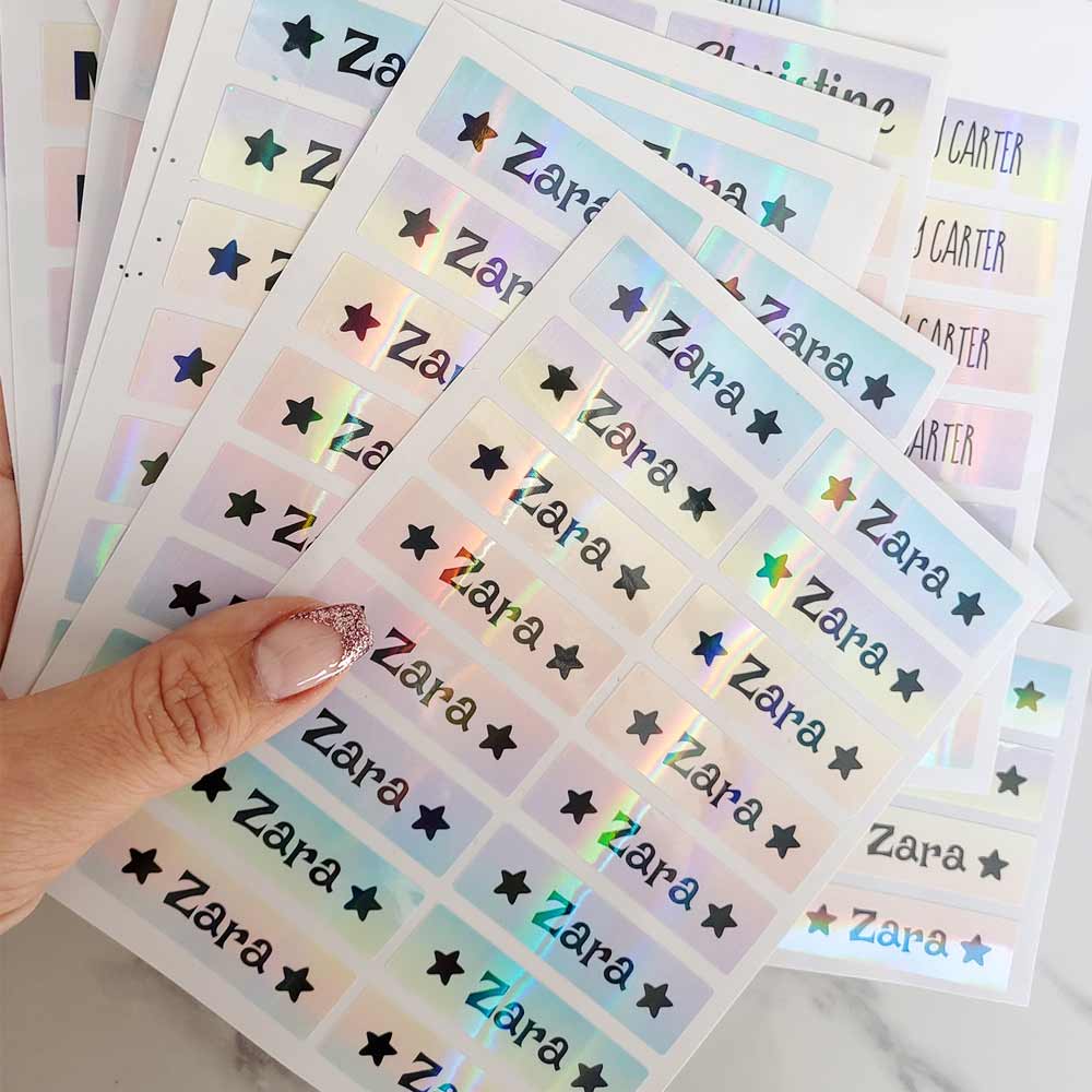 Set of 16 Holographic Name Labels - XOXOKristen