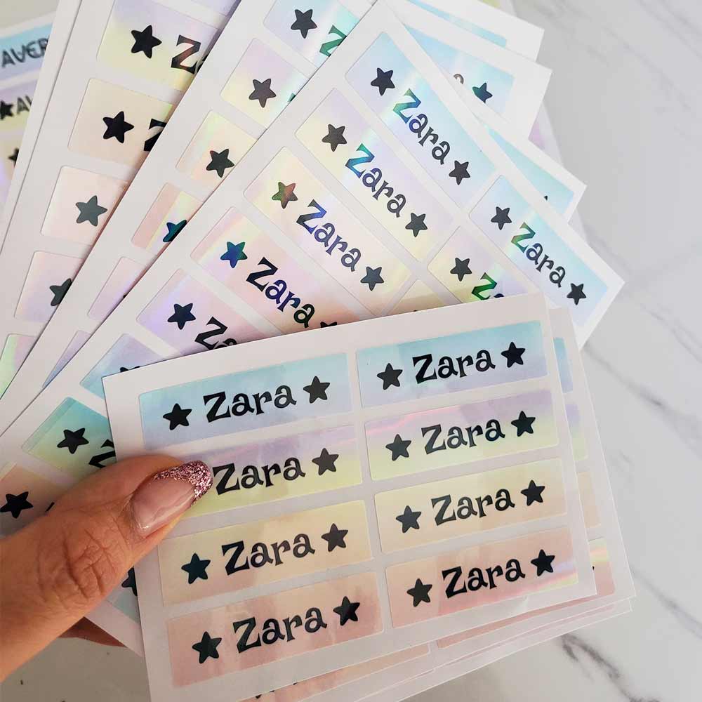 Set of 16 Holographic Name Labels - XOXOKristen