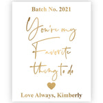 Soft Velvet Valentine's Day Wine Label with Gold Lettering - XOXOKristen