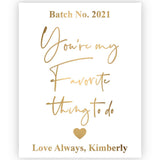Soft Velvet Valentine's Day Wine Label with Gold Lettering - XOXOKristen