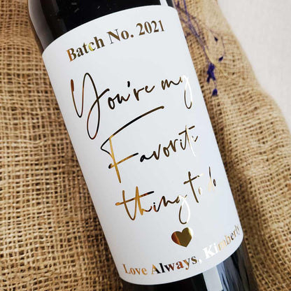 Soft Velvet Valentine's Day Wine Label with Gold Lettering - XOXOKristen