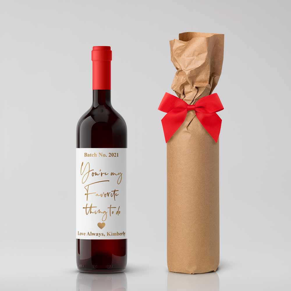 Soft Velvet Valentine's Day Wine Label with Gold Lettering - XOXOKristen