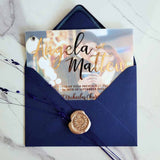 Stylish Foiled Vellum Wedding Invitation with Picture - XOXOKristen