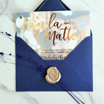Stylish Foiled Vellum Wedding Invitation with Picture - XOXOKristen