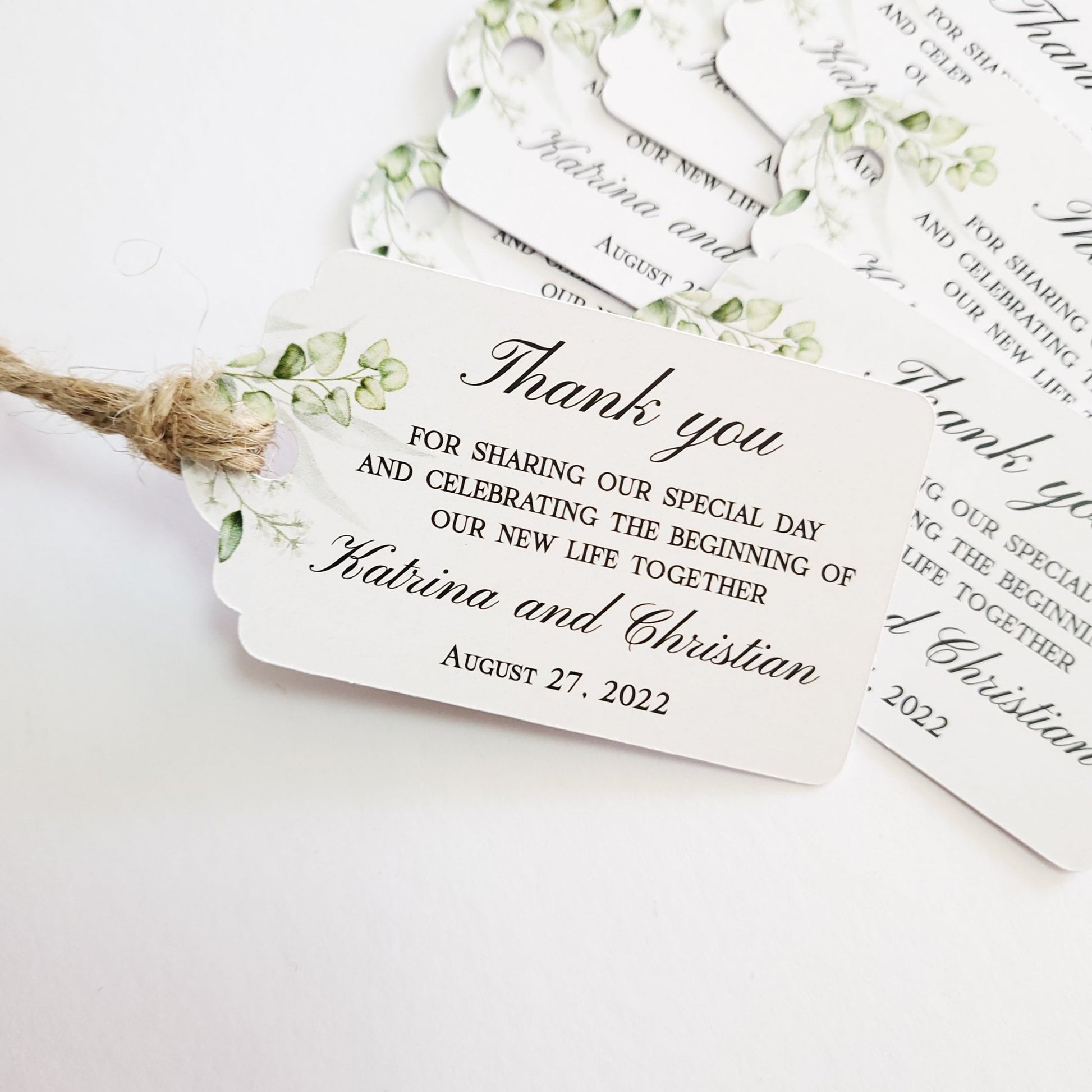 Stylish Greenery Thank you Wedding Favor Tags - XOXOKristen