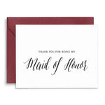 Thank you for being my Maid of Honor Card - XOXOKristen