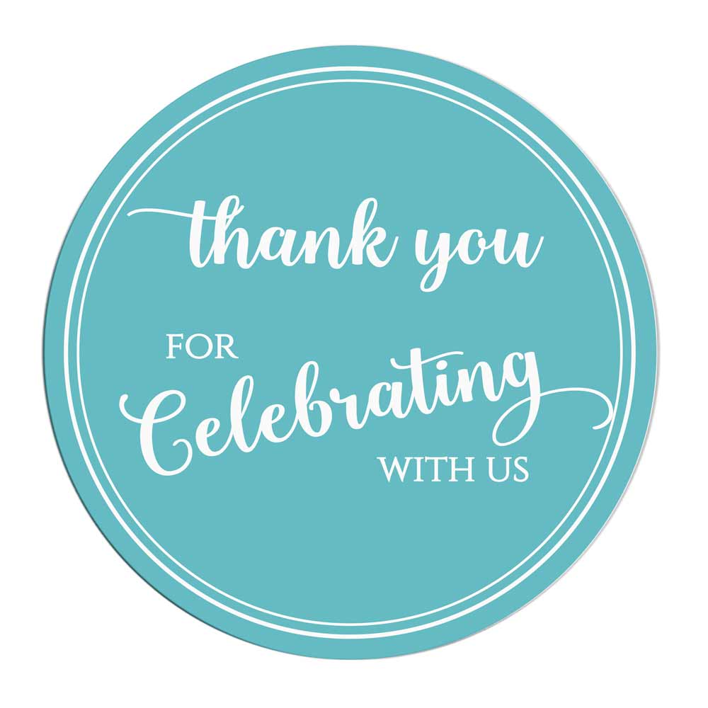 Turquoise Thank You Wedding Stickers - XOXOKristen