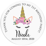 Unicorn Birthday Party Thank you Stickers - XOXOKristen