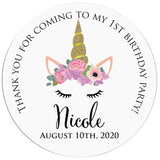 Unicorn Birthday Party Thank you Stickers - XOXOKristen