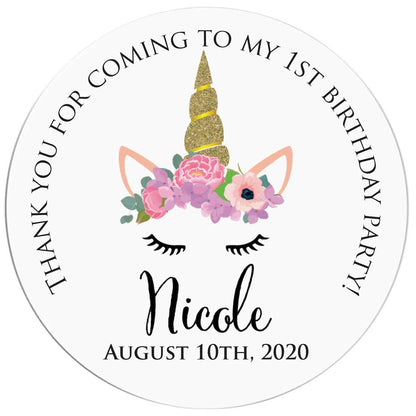 Unicorn Birthday Party Thank you Stickers - XOXOKristen