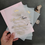 Vellum Quinceanera Invitations with Gold Crown - XOXOKristen