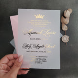 Vellum Quinceanera Invitations with Gold Crown - XOXOKristen