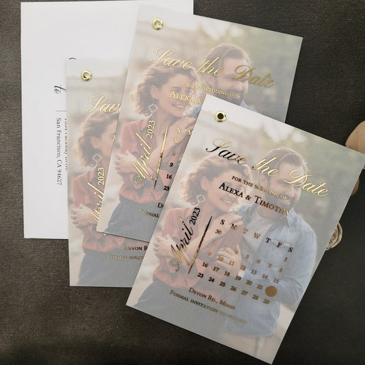 Vellum Save the Date Invite with Custom Picture - XOXOKristen