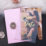 Vellum Save the Date with Picture and Foil Printing - XOXOKristen