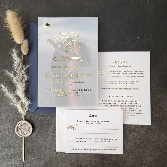 Vellum Wedding Invitation Suite with Monograms - XOXOKristen