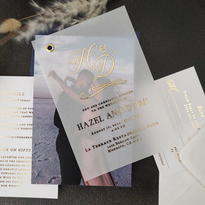 Vellum Wedding Invitation Suite with Monograms - XOXOKristen