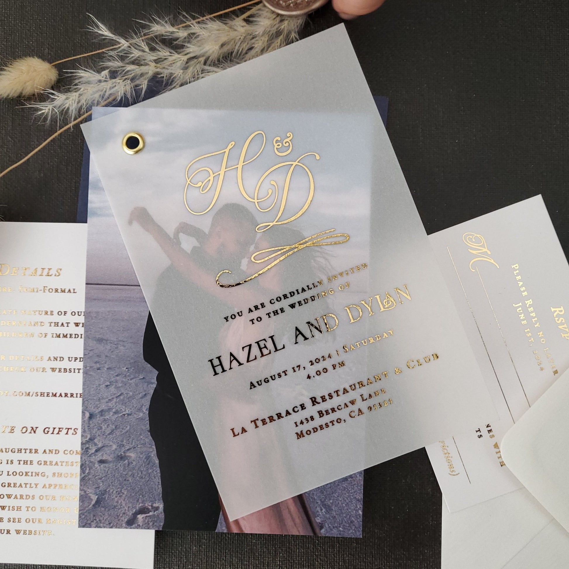 Vellum Wedding Invitation Suite with Monograms - XOXOKristen