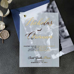 Vellum Wedding Invitation with Picture and Foiled Lettering - XOXOKristen
