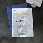 Vellum Wedding Invitation with Picture and Foiled Lettering - XOXOKristen