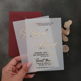 Vellum Wedding Invitations with Gold Foiled Text - XOXOKristen