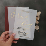Vellum Wedding Invitations with Gold Foiled Text - XOXOKristen