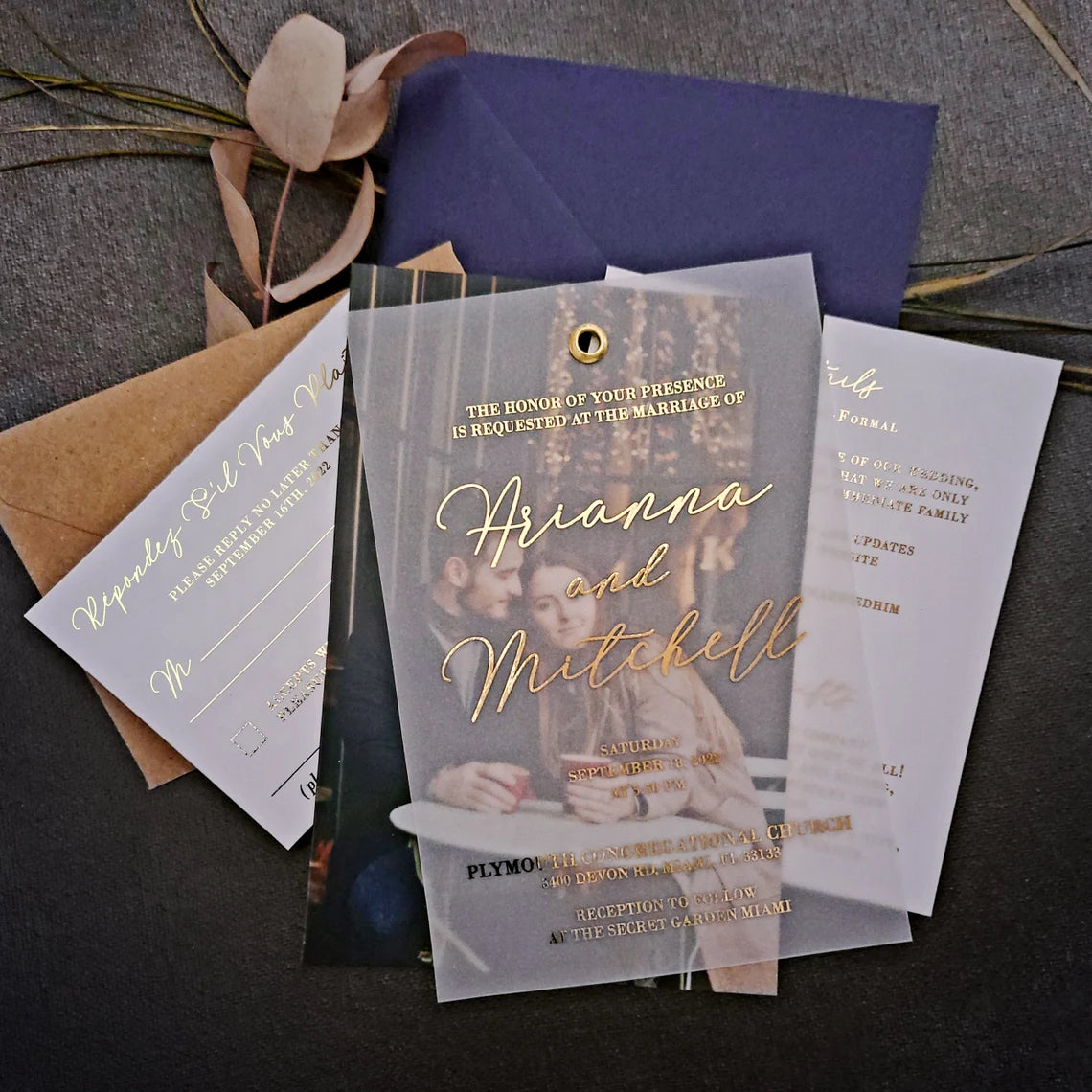 luxurious gold foiled wedding vellum set -  xoxokristen 