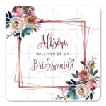 Watercolor Flowers Will you be my Bridesmaid Puzzle Proposal - XOXOKristen