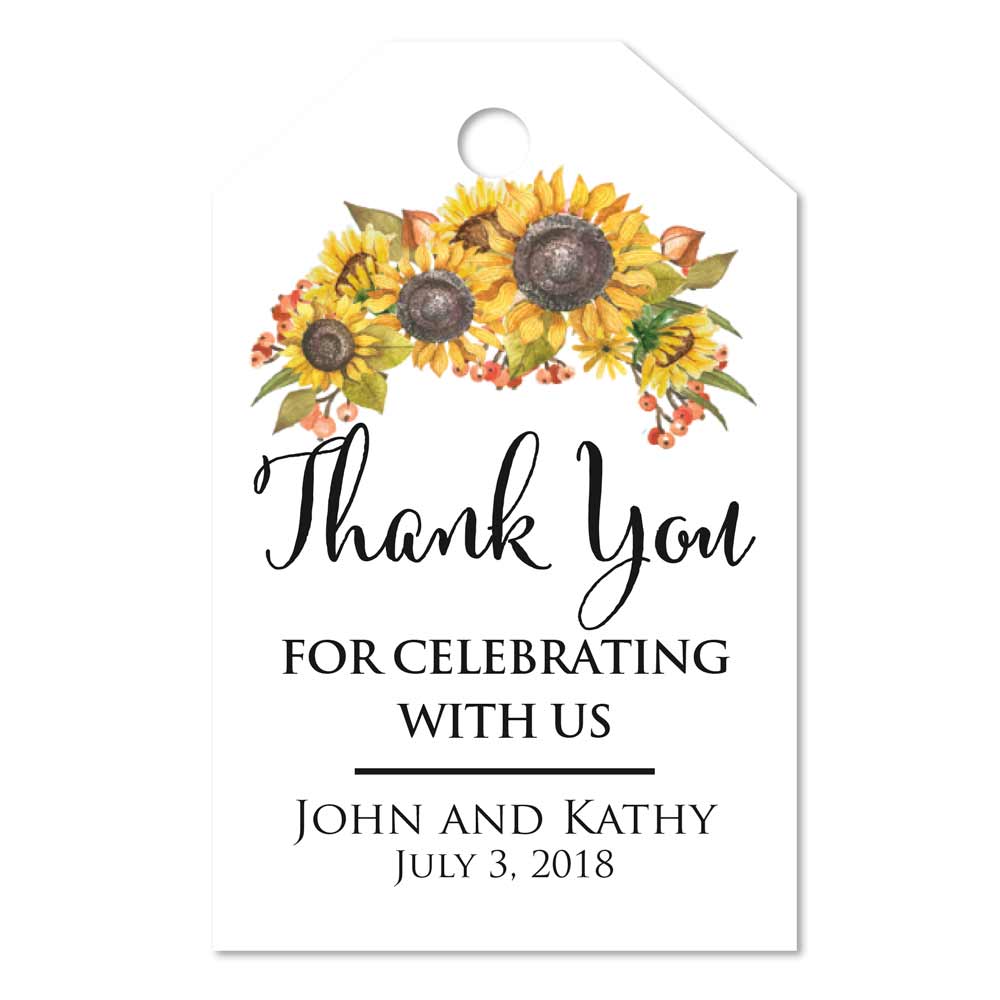 Wedding Favor Tags with Sunflowers - XOXOKristen