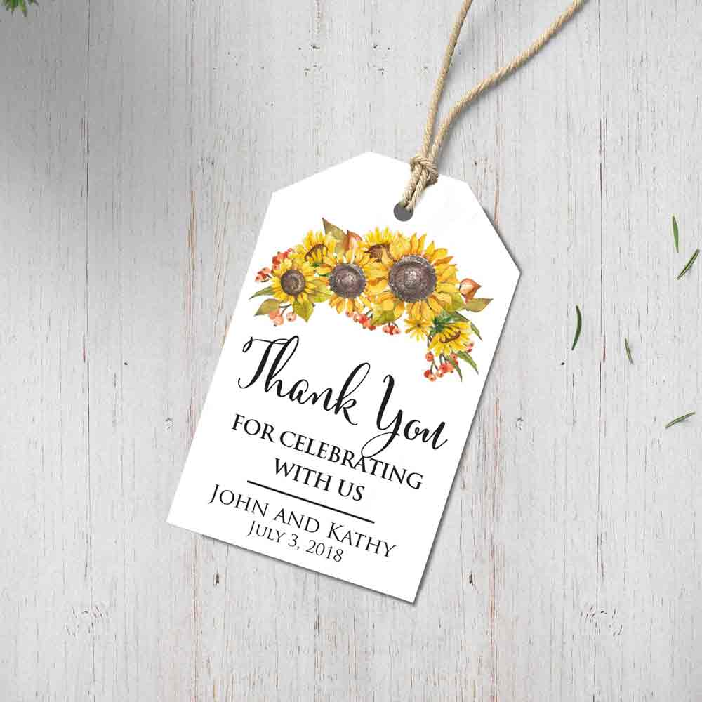 Wedding Favor Tags with Sunflowers - XOXOKristen