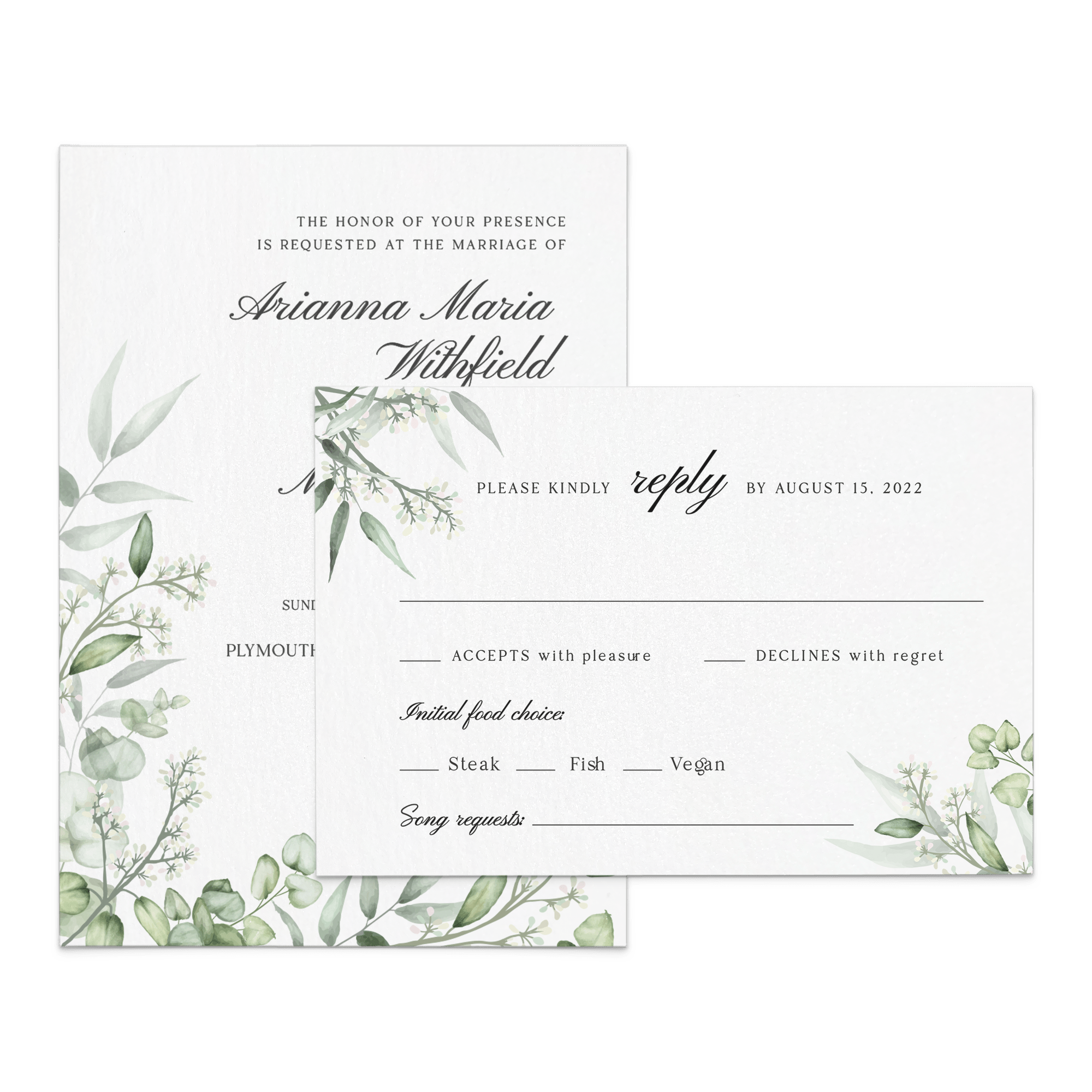 Wedding Floral Greenery Invitation Suite - XOXOKristen