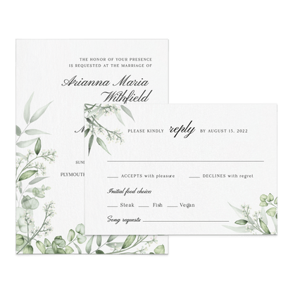 Wedding Floral Greenery Invitation Suite - XOXOKristen