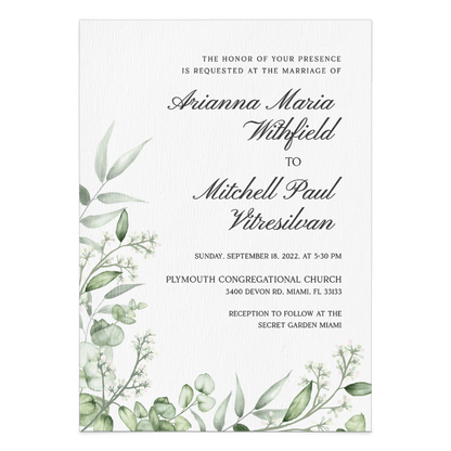 Wedding Floral Greenery Invitation Suite - XOXOKristen