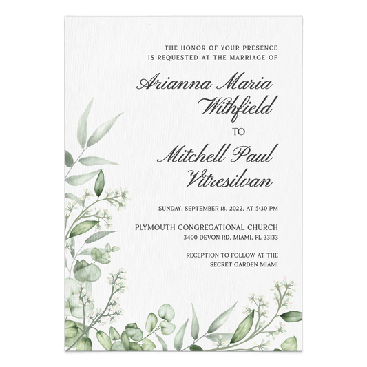 Wedding Floral Greenery Invitation Suite - XOXOKristen