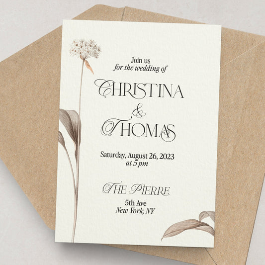 Wedding Invitation Suite in Beige Florals - XOXOKristen