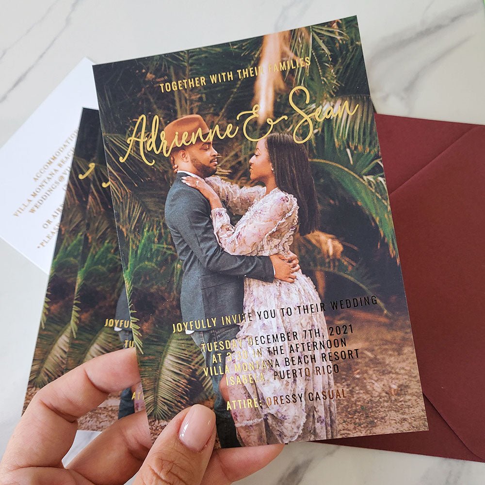 Wedding Invitation with Photo and Gold Foiling - XOXOKristen