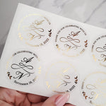 Wedding Round Gold Foiled Stickers with Initials - XOXOKristen