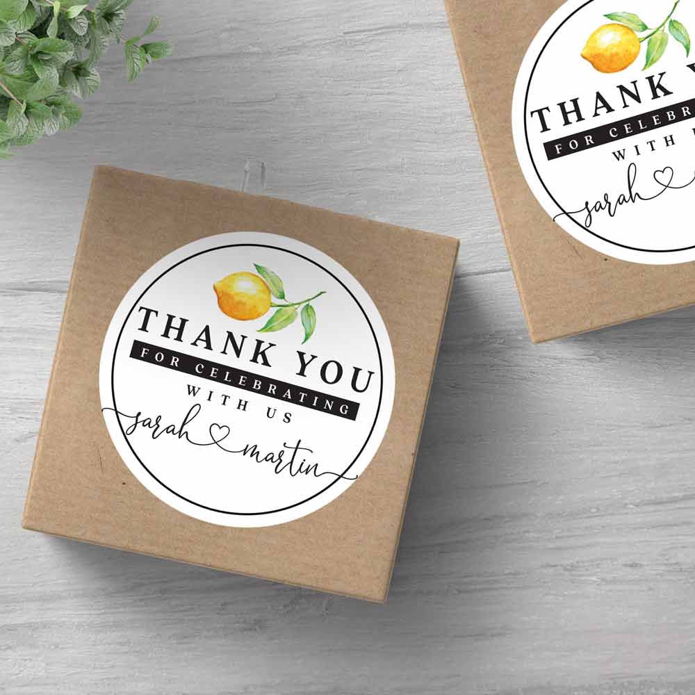 Wedding Thank you Sticker with Lemon Design - XOXOKristen