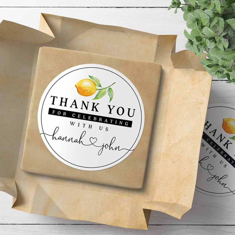 Wedding Thank you Sticker with Lemon Design - XOXOKristen