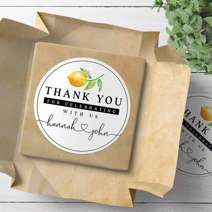 Wedding Thank you Sticker with Lemon Design - XOXOKristen