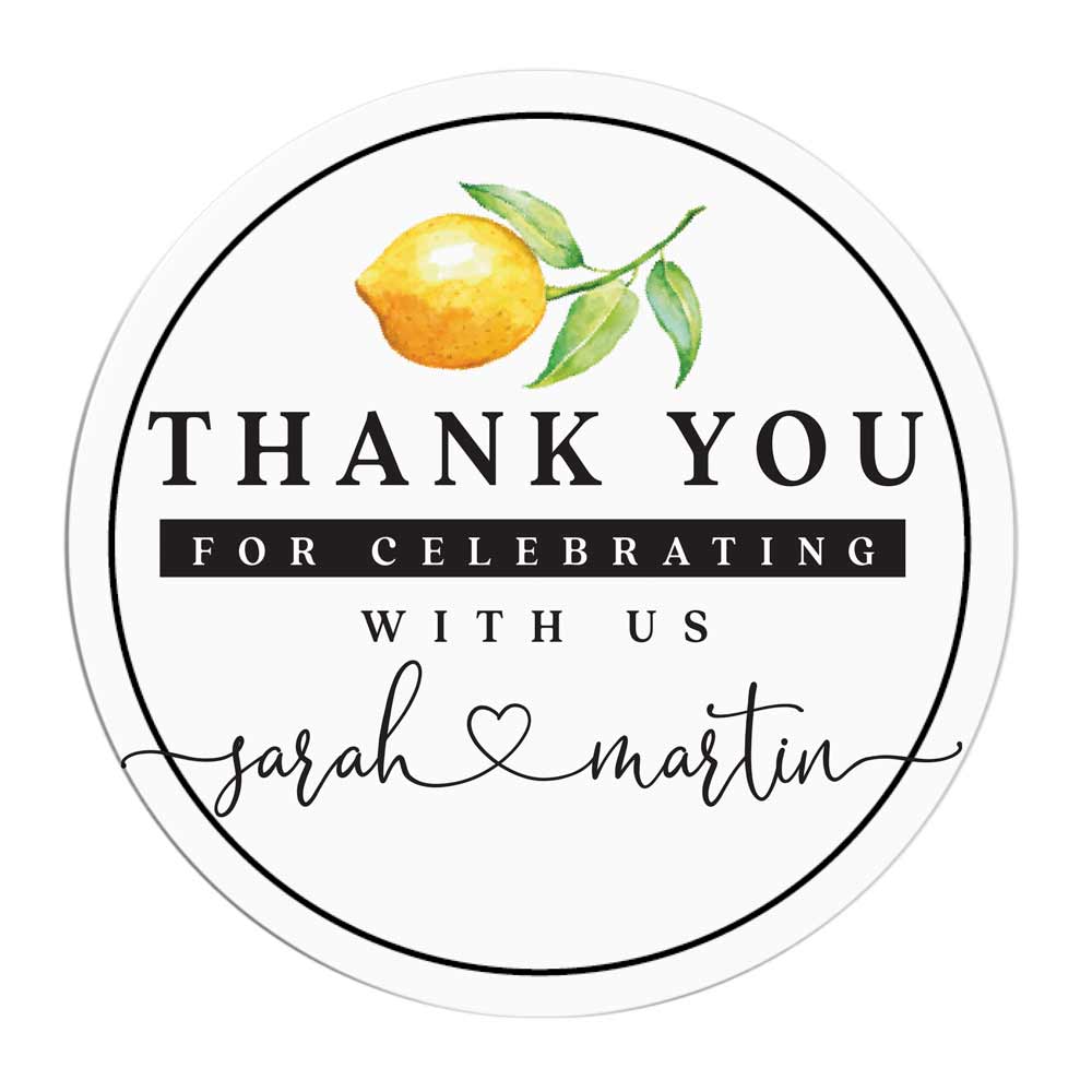 Wedding Thank you Sticker with Lemon Design - XOXOKristen