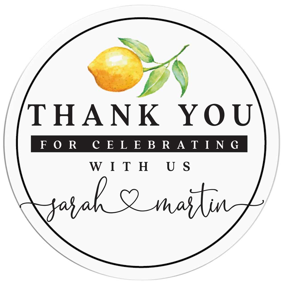 Wedding Thank you Sticker with Lemon Design - XOXOKristen