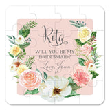 White and Blush Garden Beauties Floral Bridesmaid Proposal Puzzle - XOXOKristen