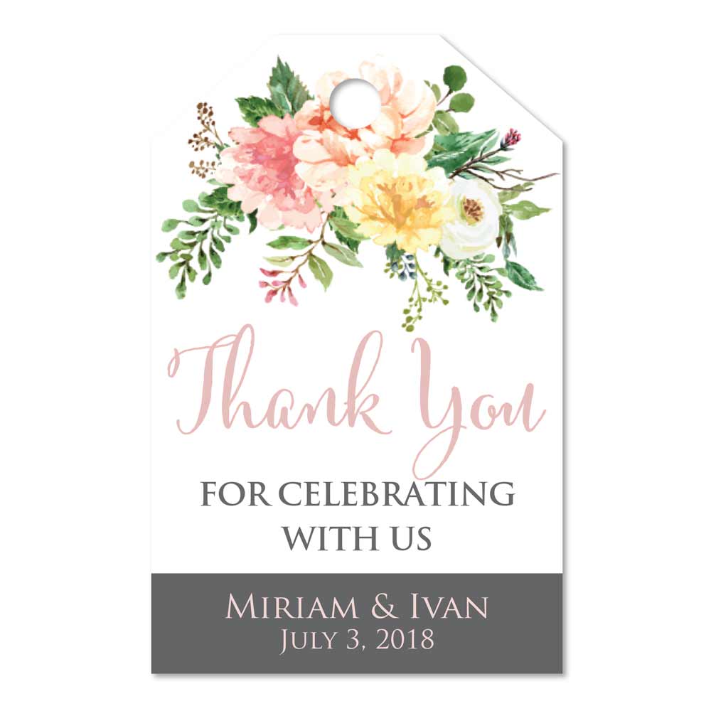 White and Grey Garden Flowers Wedding Favor Tags - XOXOKristen