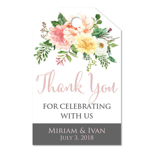 White and Grey Garden Flowers Wedding Favor Tags - XOXOKristen