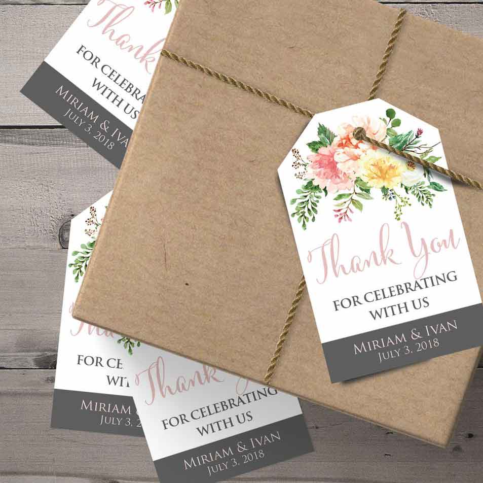 White and Grey Garden Flowers Wedding Favor Tags - XOXOKristen