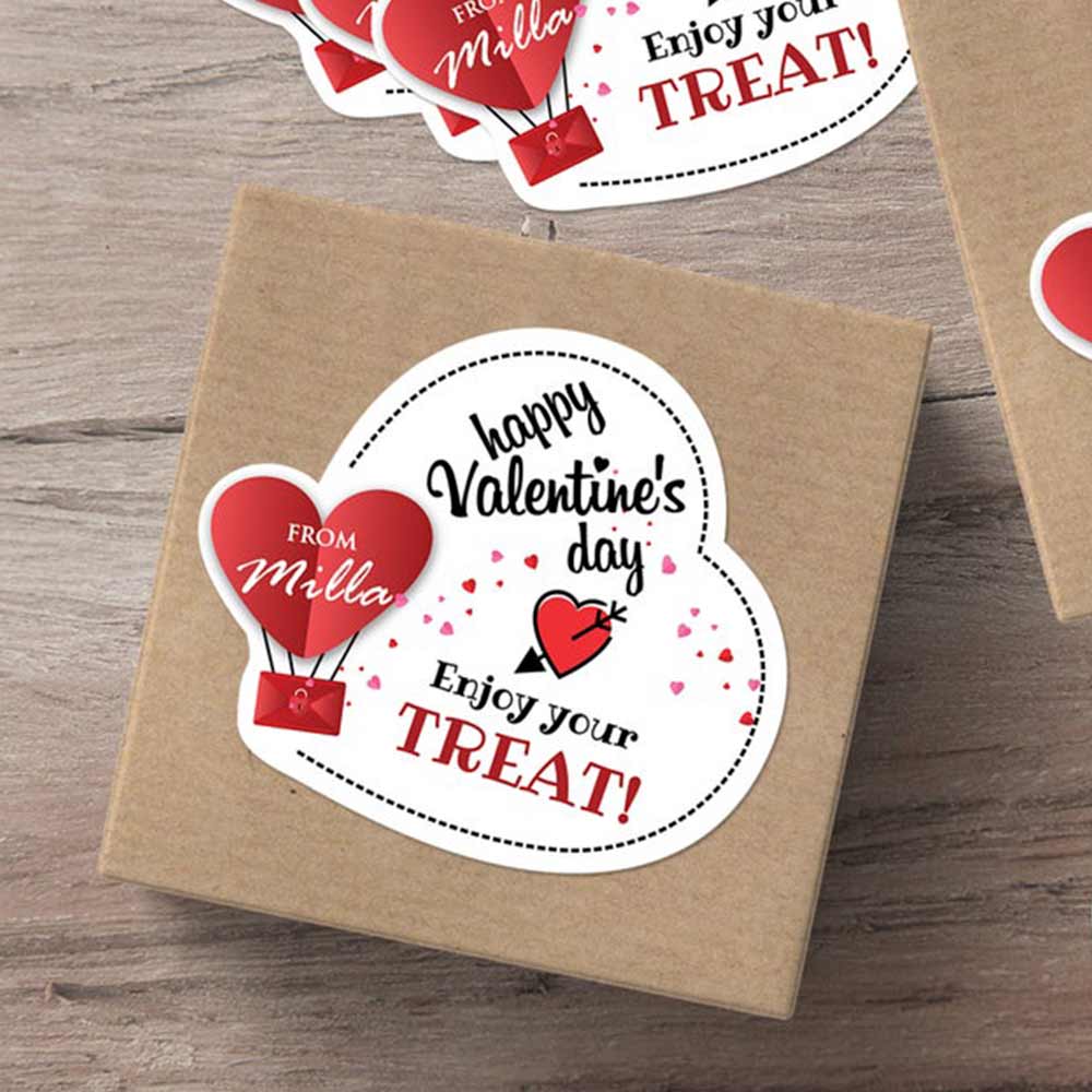 White and Red Kids Valentine Favor Stickers - XOXOKristen