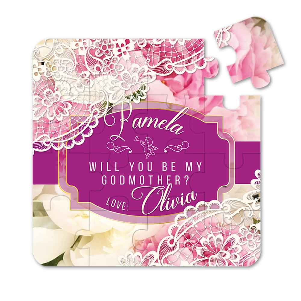 Will you be my Godmother Pink Puzzle Proposal - XOXOKristen